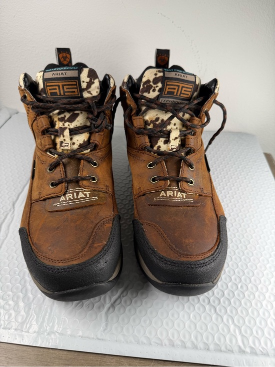 Ariat Other - Ariat Terrain Waterproof ATS Brown Leather Hiking Boots Cow Print Men’s 10B